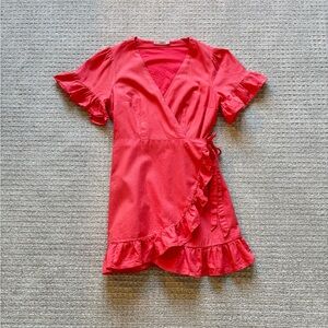 Abercrombie & Fitch Angel Sleeve Linen Wrap dress, size L